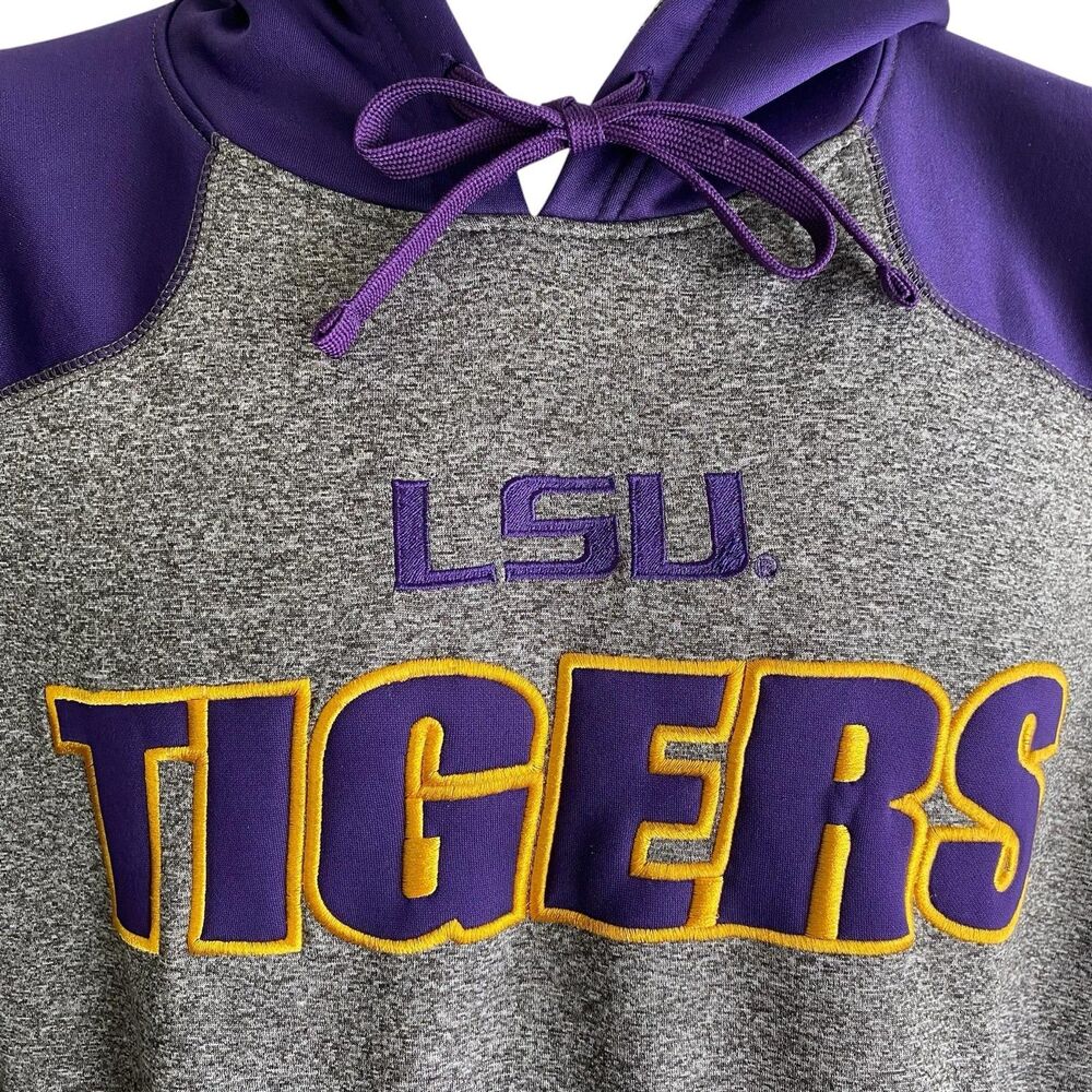 LSU Tigers Hoodie Mens Medium Gray NCAA Football Knights Apparel Sweatshirt - Picture 4 of 9